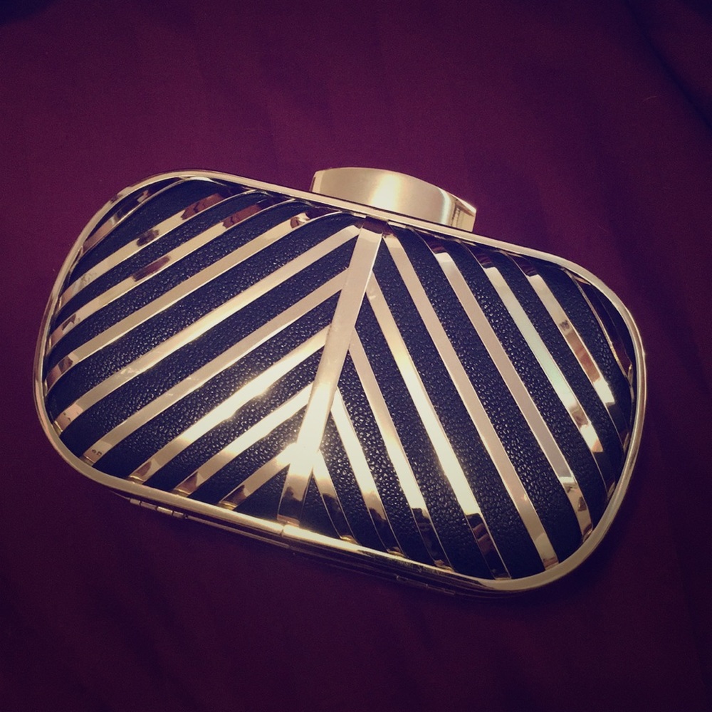 Nine West Metallic Gold Chain Clutch Crossbody